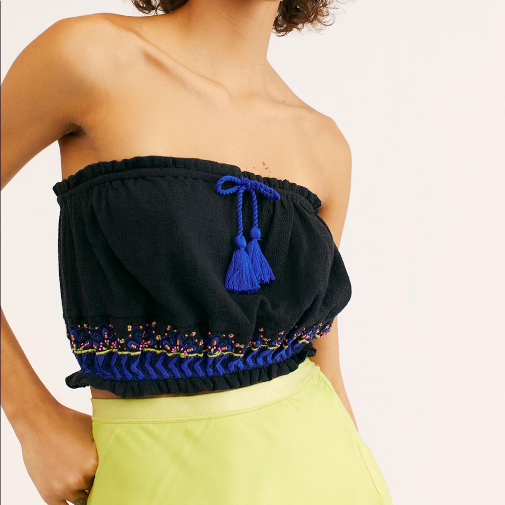 NWT Free People Embroidered No More Tiers Tube Top
